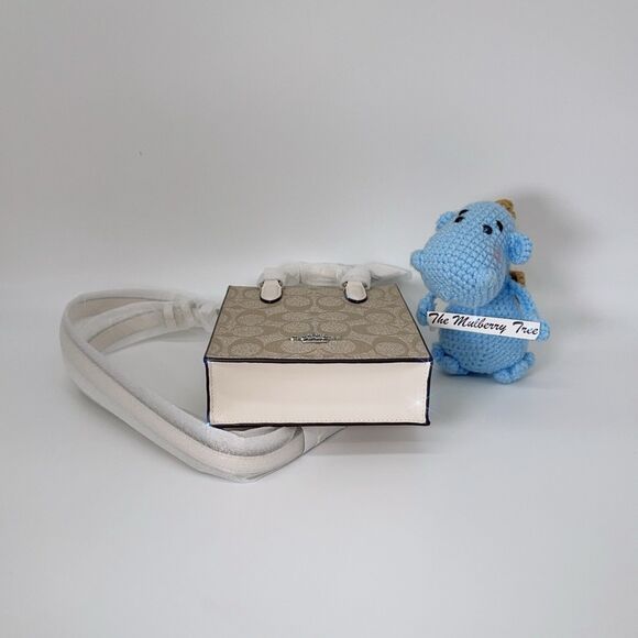 Coach CJ494 North South Mini Tote Crossbody In Signature Canvas Khaki Chalk NWT - Picture 4 of 7